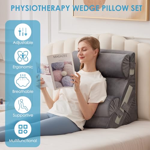 Wedge Pillow Set for After Surgery (4pcs / Grey)
