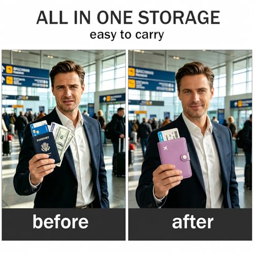 Passport Holder RFID Blocking Travel Wallet (Elegant Purple)
