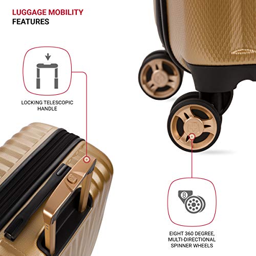 7272 Energie Expandable Hardside Luggage with Spinner Wheels and TSA Lock (Checked-Large 27-Inch / Gold)