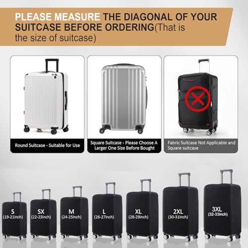 Travel Luggage Cover Suitcase Protector Scratch (Black / 19-21 inch)