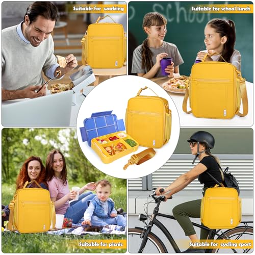 NOL Nylon Waterproof Kids Lunch Bag (Earth-yellow / Vertical (7 Liters))