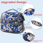 Kids Double Decker Cooler Insulated Lunch Bag Large Tote for Boys (Blue Camo)