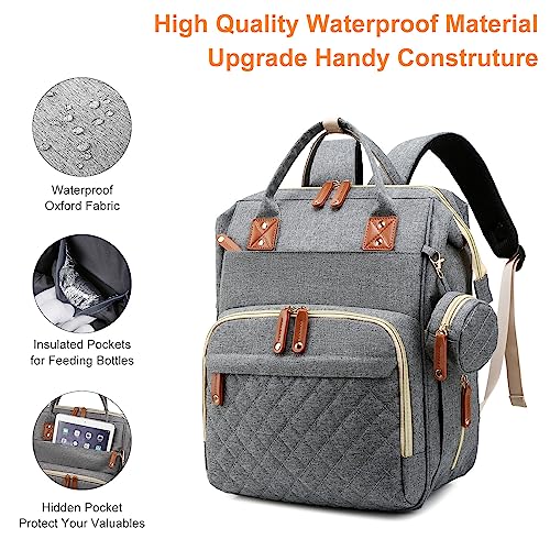 Diaper Bag Backpack with Changing Station (Grey)