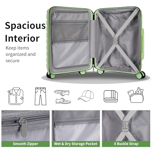5 Piece Hardshell Luggage Sets (20in/24in/28in (5-Piece with Backpack Set) / Avocado Green)