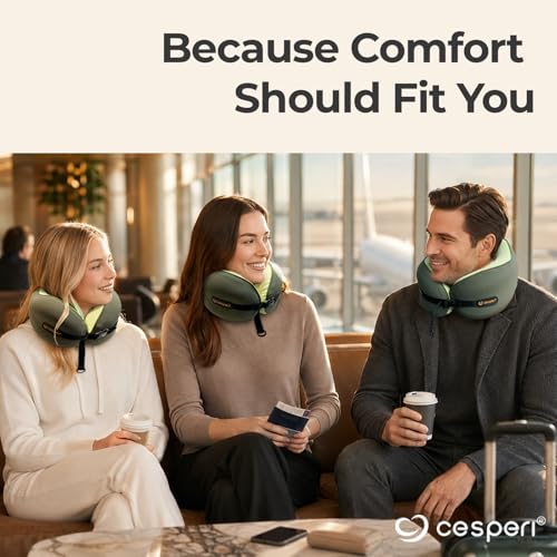 Ergonomic Travel Neck Pillow for Airplanes & Cars (Medium (Neck Size: 12.8"-14.3"))