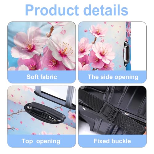 Peach Blossom Luggage Cover Washable Suitcase Protector Anti (Peach blossom / M(fits 24-26Inch suitcase))