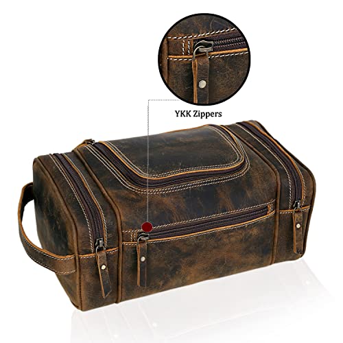 Leather Toiletry Bag for Men (BROWN / Men's Toiletry Bag)