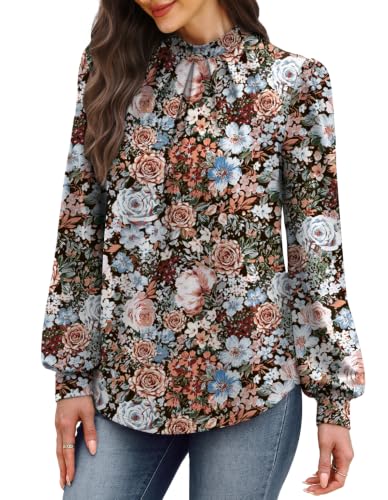 Long Sleeve Shirts for Women Fall Outfits for Women 2026 Business Casual Tops Blouses Dressy Casual Early Fall Fashion Clothing School Outfits for Teachers Work Clothes Trendy (05 - Vintage Pink Floral / Medium)