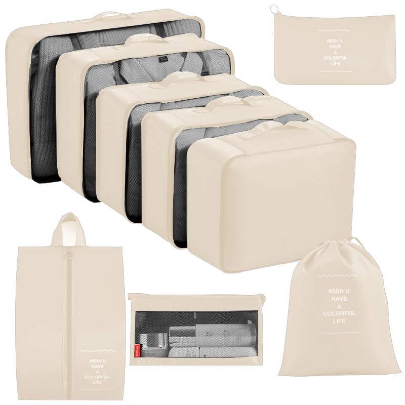 9 set Packing Cubes for Travel (cream 9 set)