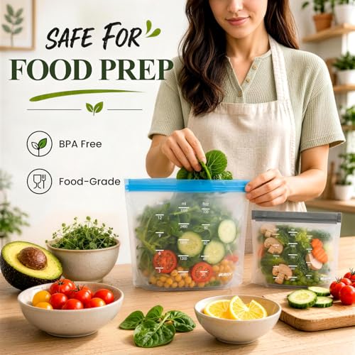 Dishwasher Safe Reusable Storage bags Stand Up (Grey (9 Sandwich))