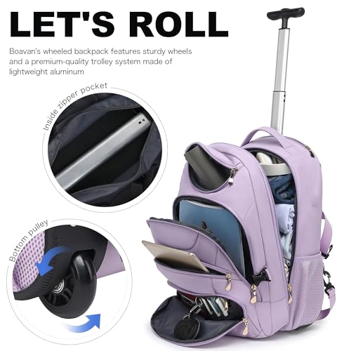 Rolling Backpack for Women (17.3 inches / Purple)