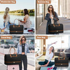 Travel Weekender Bags for Women (3-Blank Brown / Large (3-Piece Set))