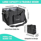 Large Grill and Picnic Caddy with Paper Towel Holder