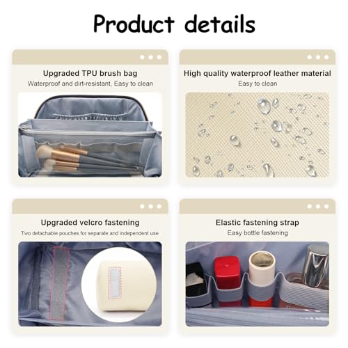 Travel Makeup Bag Organizer Cosmetic Bag (04-B-White)