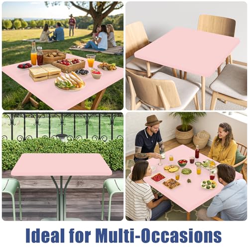 2 Pack Square Spandex Fitted Table Cloth (Pink / 34" x 34" (Square))