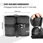 Luggage Travel Cup Holder Hands Free Drink Caddy for Suitcase Handle. Perfect Airplane Travel Essential Accessory Gift for Frequent Traveler (Dark Gray)