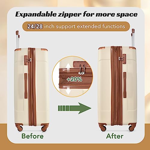 6 Piece Luggage Set (White Brown / 6-Piece Set)
