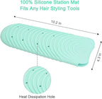 Heat Resistant Mat for Curling Iron, Silicone Flat Iron Mat & Holder for Counter, Portable Travel Curling Iron Mat & Pocket for Hot Hair Styling Tools