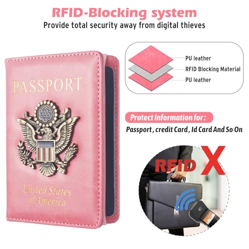 Passport Holder for Travel Women (Hot Pink)