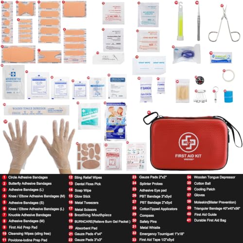 Premium 320 Piece First Aid Kit (Red / 5.88 x 8.65 Inch)