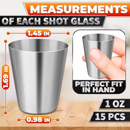15 Pcs Stainless Steel Shot Glasses
