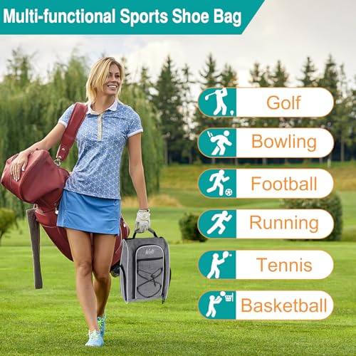 2 Pcs Golf Shoe Bag for Travel (2pcs Black+Grey)