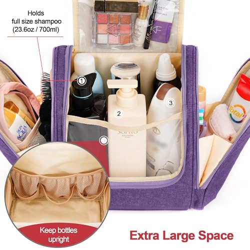 Travel Hanging Toiletry Bag for Women and Men (F - Purple / Extra Large)