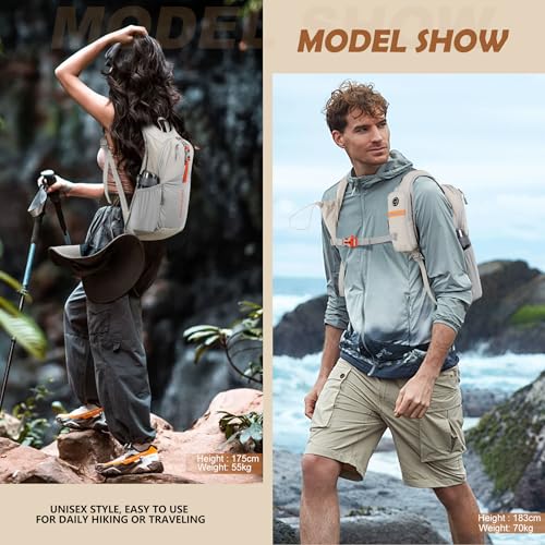 15L Small Hiking Backpack for Men Women Foldable Packable Back Pack Ultralight Hiking Daypack for Travel Camping Outdoor (Beige / 15L)