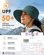 Water Resistant UPF 50+ Sun Bucket Hat Packable Brimmed for Women Men (One Size / Blue Gray)