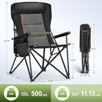 Oversized Camping Chairs High Back Heavy Duty Lawn Chair 500LBS (Black / Single Pack)