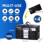 4 Pack Black Extra Large Moving Bags (Black / 4 Large)