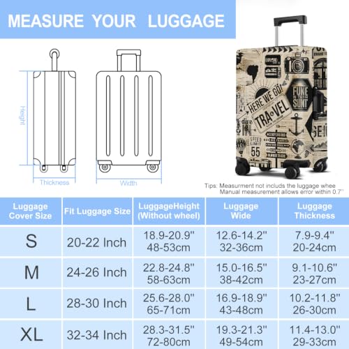 Luggage Cover Washable Suitcase Protector Anti (Travel Collage / L(fits 28-30Inch suitcase))