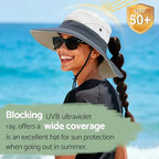 Ponytail Sun Hats for Women UPF 50+ Orange (One Size / Orange/Grey (Ponytail Hole))