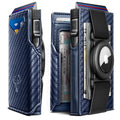 Men Leather Wallet for AirTag (Purplish Blue3428)