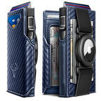 Men Leather Wallet for AirTag (Purplish Blue3428)