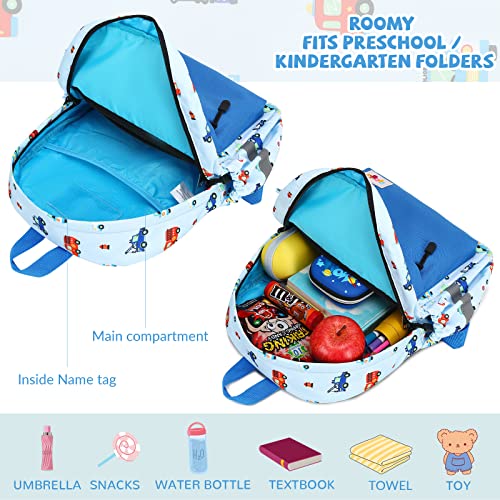 Lightweight Waterproof Toddler Backpack Boys Rescue Vehicle Blue (Colorful Rescue Vehicles Light Blue)