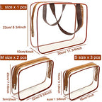 6 Packs Clear Makeup Bags (Coffee-6PCS(Large+Medium+Small))