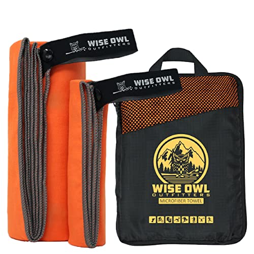 Microfiber Camping Towel (Orange / Large (24x48) + Washcloth (12x12))