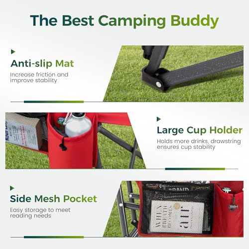 Oversized Camping Chair for Adult Lawn Chair for Outdoor Camping (Red-2)