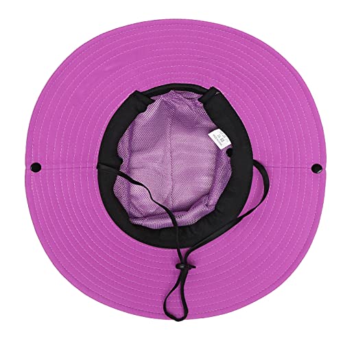 Womens Summer Sun Hat Beach Hat Wide Brim Outdoor UV Protection Hat Foldable Cool Mesh Ponytail Bucket Hat (6-7 / Pure Purple)