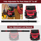 Tool Belt,14-Pockets Tool Belts for Men with Magnetic Tool Pouch (Black&red)