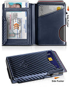 Men Leather Wallet for AirTag (Purplish Blue3428)