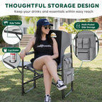 Oversized Heavy Duty Camping Chairs (Light Gray & Black 600lbs / Twin Pack)