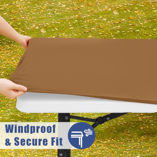 2 Pack Rectangle Spandex Fitted Table Cloth (Brown / 48" x 30" (Rectangular))