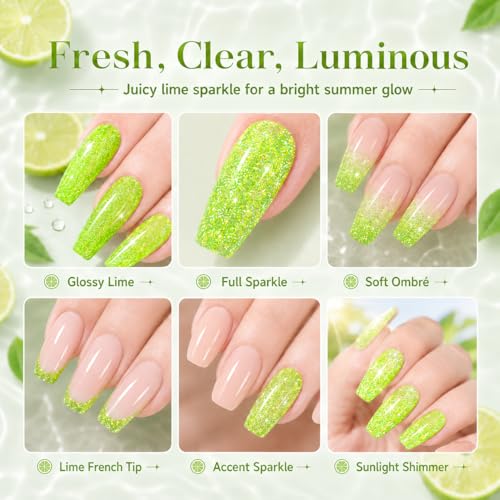 Beetles Green Glitter Gel Nail Polish (H - Flakie Green | Lime Shock)