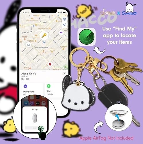 x Sanrio Character Keychain Case Compatible with Apple AirTag (Pochacco)