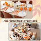 90 Pieces Fall Thanksgiving Plastic Cutlery Set (Orange)