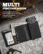 Trifold Card Wallet for Men RFID Blocking with Pop Up Credit Card Holder (Black)