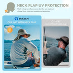 Cooling Sun Hat for Men Women UPF50+ Wide Brim Fishing Hat with Neck Flap Adjustable Foldable Bucket Hat for Hiking Grey (Grey)