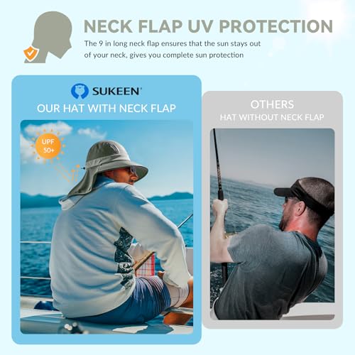 Cooling Sun Hat for Men Women UPF50+ Wide Brim Fishing Hat with Neck Flap Adjustable Foldable Bucket Hat for Hiking Purple (Purple)